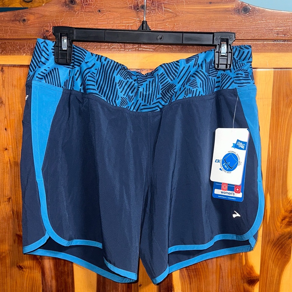 Brooks Women's 2-in-1 Blue Athletic Shorts